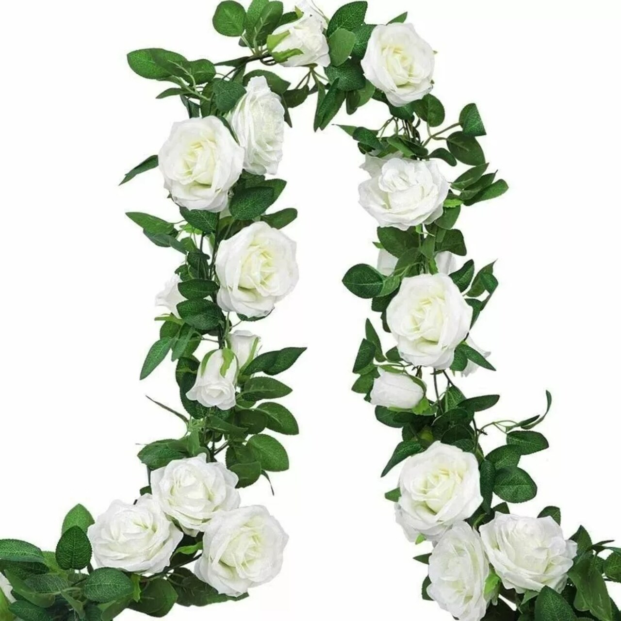 2PC 7.5 Ft Fake Rose Vine Flowers Plants Artificial Hanging Ivy Home Hotel Party